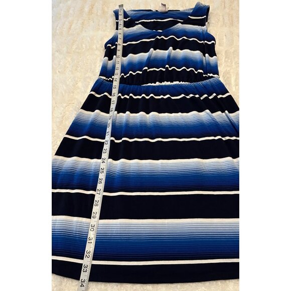 Merona Mini Sundress Blue Stripes w/Stretch Waist Rayon Blend Junior's Size M - Picture 7 of 14
